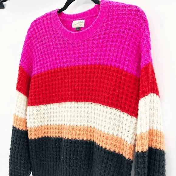 Universal Thread Women's Pink Colorblock Thick Knit Oversized Sweater Size XS - Picture 4 of 6